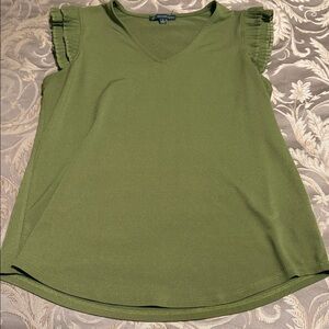 Adrianna Papell Sage Green V-Neck Blouse